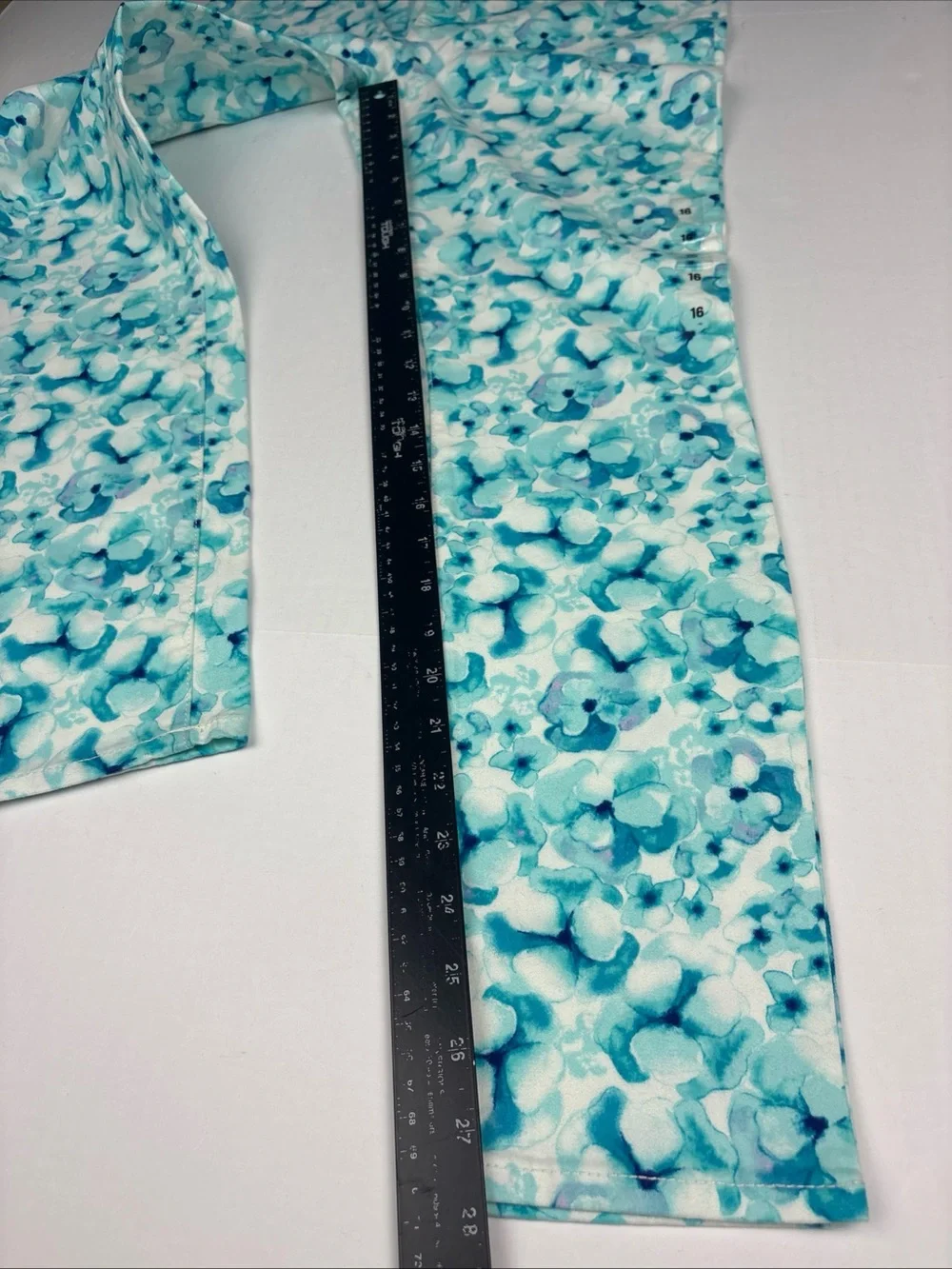 Childrens Place Girls Size 16 Pants New Tags Floral Iced Mint Slim Cotton Blend